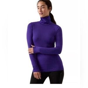 Athleta Purple Flurry Blizzard Ribbed Turtleneck Long Sleeve Top